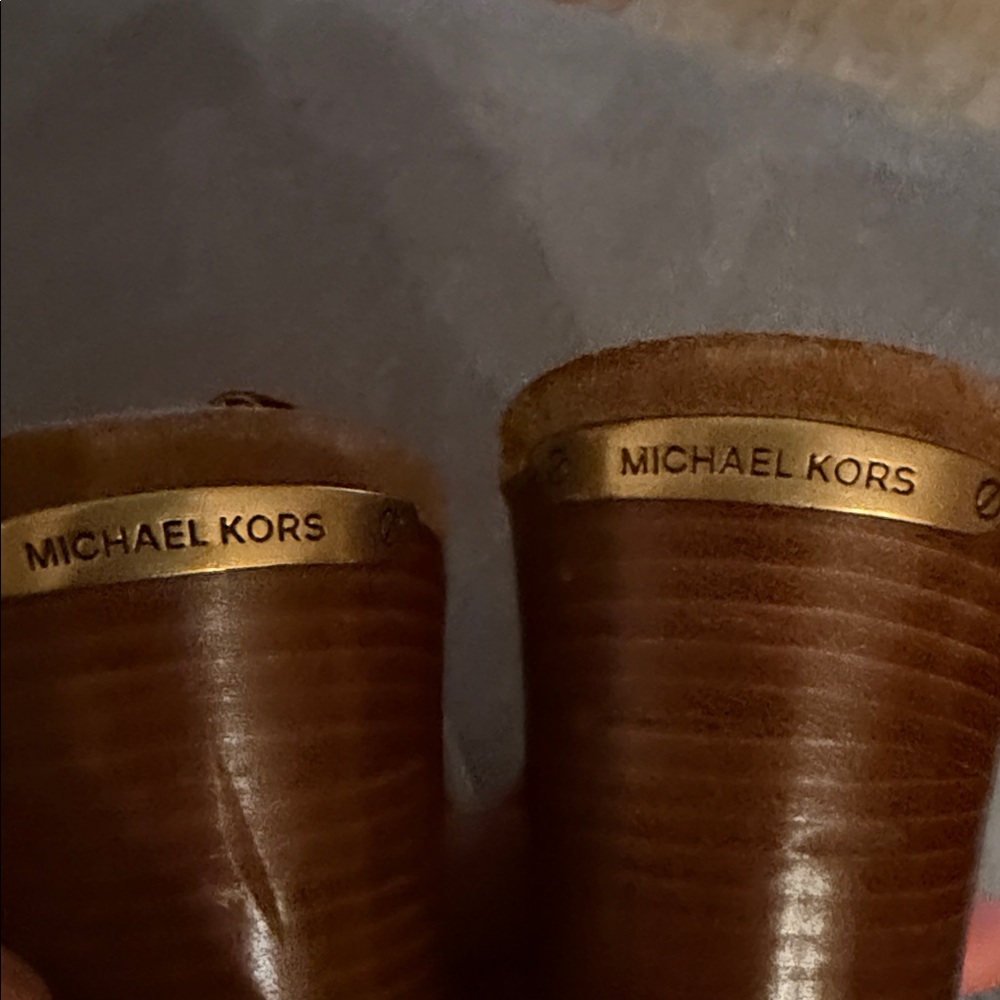 Michael Kors Tan Suede Woven Platform Clog Mules - Picture 9 of 10